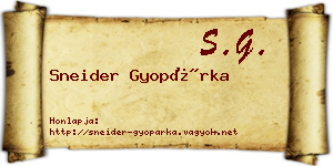 Sneider Gyopárka névjegykártya